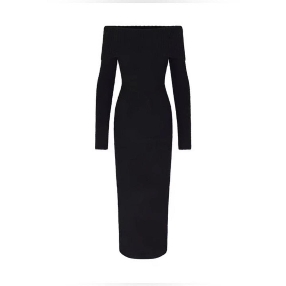 NWT SKIMS Cozy Knit Off-Shoulder Dress XS